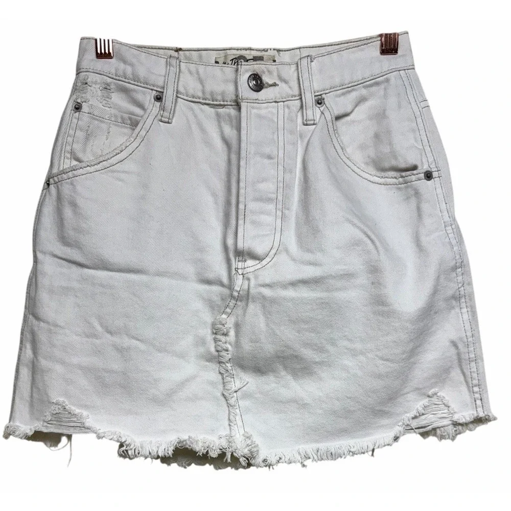 Free People We The Free Brea Cutoff Skirt Deco White Women's Size 25